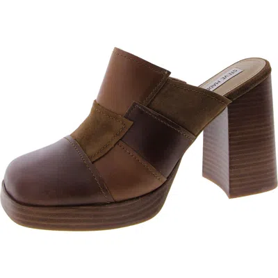 Steve Madden Lynx Womens Leather Patchwork Mules In Brown