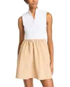 Steve Madden Lyon Quarter Zip Mixed Media Dress In Dusty Taupe