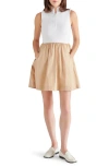 Steve Madden Lyon Quarter Zip Mixed Media Dress In Dusty Taupe