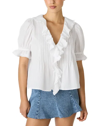 Steve Madden Lyric Ruffle Puff Sleeve Top In Blue