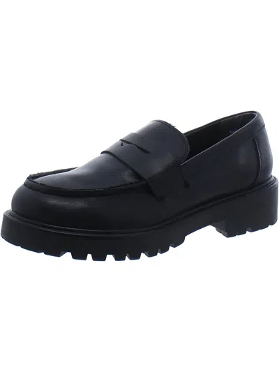 Steve Madden Lyris Womens Faux Leather Penny Loafers In Black
