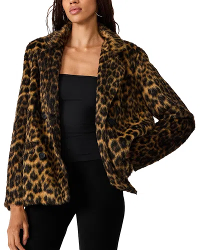 Steve Madden Madley Faux Fur Notch Collar Jacket In Brown