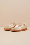 Steve Madden Madrid Metallic Low Top Sneaker In Gold