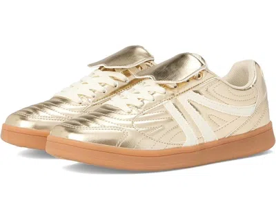 Steve Madden Madrid Sneakers Women's Us 8.5 Gold Lace-up Lifestyle Shoes Zogg138