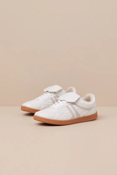 STEVE MADDEN MADRID WHITE MULTI QUILTED LACE-UP SNEAKERS