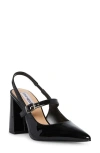 Steve Madden Hailsey Womens Patent Pointed Toe Slingback Heels In Black Patent