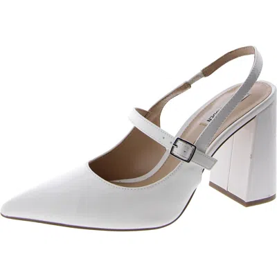 Steve Madden Maegan Womens Buckle Slingback Heels In White