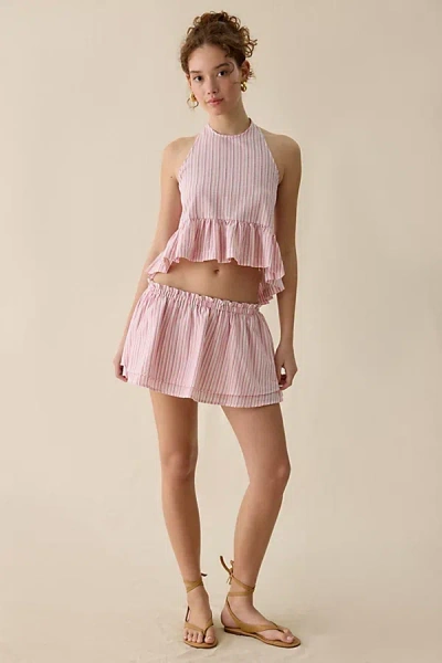 Steve Madden Maeva Tiered Ruffle Mini Skirt In Pink, Women's At Urban Outfitters