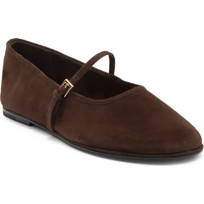 Steve Madden Magda Leather Mary Jane Flat In Brown Suede