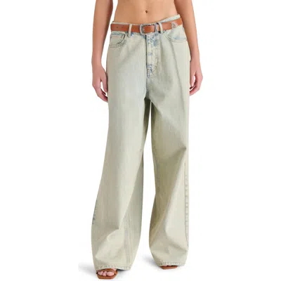 Steve Madden Magnus Low Rise Wide Leg Jeans In Stone Blue