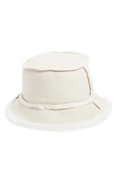 Steve Madden Mai Faux Fur Trim Bucket Hat In Off White