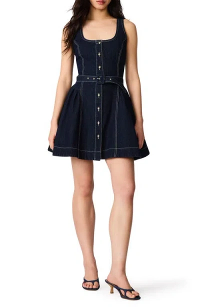 Steve Madden Maila Button-down Denim Minidress In Blue