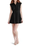 Steve Madden Maisha Poplin Mini Shirtdress In Black
