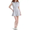 Steve Madden Maisha Stripe Poplin Mini Shirtdress In Grey - Grey
