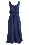 Steve Madden Makena Cotton Gauze Maxi Dress In Navy