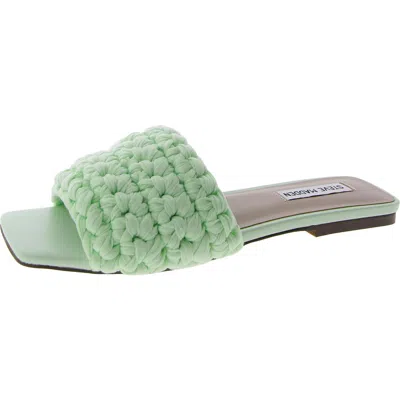 Steve Madden Maldeve Womens Knotted Square Toe Slide Sandals In Green