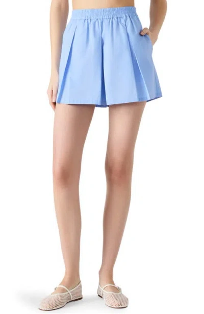 Steve Madden Malena Pleated Shorts In Blue