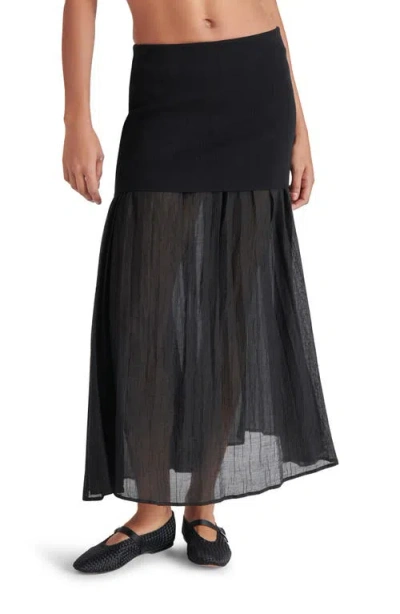 Steve Madden Malvina Mixed Media Maxi Skirt In Black
