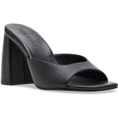 Steve Madden Mania Block Heel Sandal In Black Leather