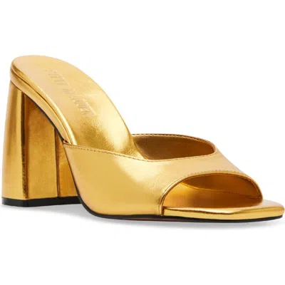 Steve Madden Mania Block Heel Sandal In Gold Leather