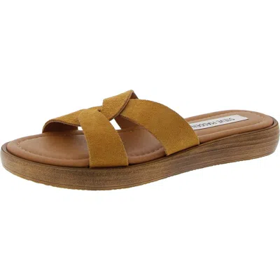 Steve Madden Manicured Womens Padded Insole Suede Slide Sandals In Green