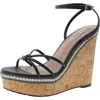 Steve Madden Manifest Womens Embellished Faux Leather Wedge Sandals In Black