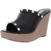 Steve Madden Manners Womens Studded Wedge Sandals In Black
