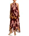 Steve Madden Maraya Floral Pleated Halter Neck Maxi Dress In Brown