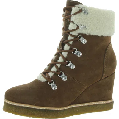 Steve Madden Marcel Womens Suede Round Toe Wedge Boots In Brown