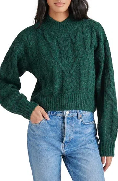 Steve Madden Marcie Cable Stitch Mock Neck Sweater In Green