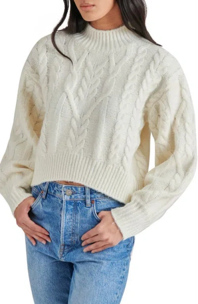 Steve Madden Women's Marcie Cable-knit Mock-neck Sweater In Whisper White