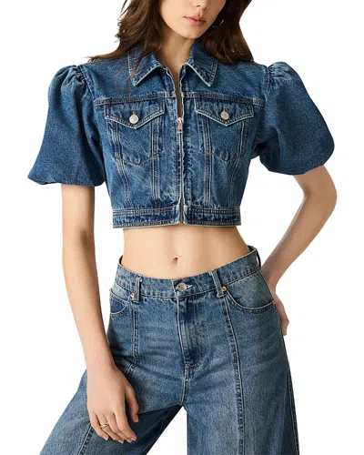 Steve Madden Marcy Puff Sleeve Denim Jacket In Multi