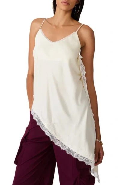 Steve Madden Margan Lace Trim Asymmetrical Hem Camisole In Neutral
