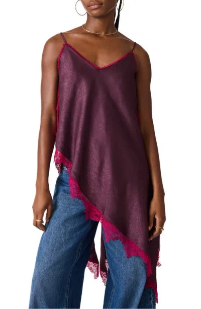 Steve Madden Margan Lace Trim Asymmetrical Hem Camisole In Purple