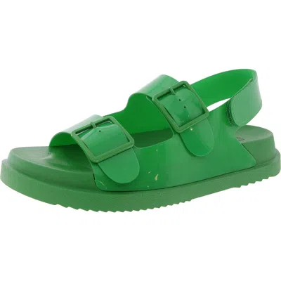 Steve Madden Margie J Womens Adjustable Patent Flatform Sandals In Green