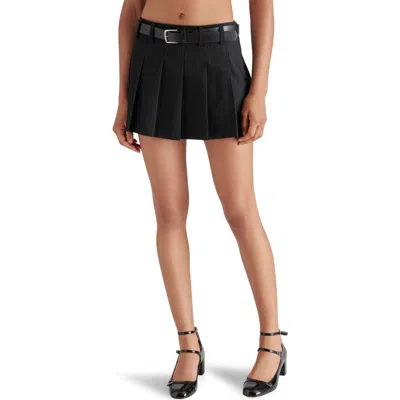 Steve Madden Margo Pinstripe Belted Miniskirt In Black