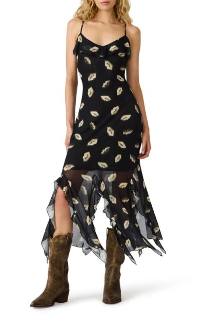 Steve Madden Mariane Print Ruffle Sleeveless Maxi Dress In Blue