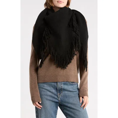 Steve Madden Marled Fringe Triangle Scarf In Black