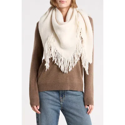 Steve Madden Marled Fringe Triangle Scarf In Off White