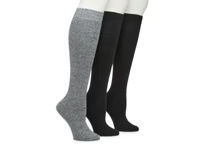Steve Madden Marled Knee Socks 3 Pack In Black/multicolor