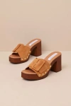 Steve Madden Marlena Womens Buckle Faux Suede Slide In Sand