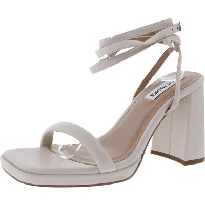 Steve Madden Marley Womens Lace-up Faux Leather Block Heel In Beige