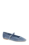 Steve Madden Marree Mary Jane Flat In Blue Velvet