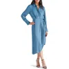 Steve Madden Martina Long Sleeve Faux Wrap Midi Shirtdress