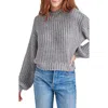 Steve Madden Martina Funnel Neck Sweater In Heather Grey