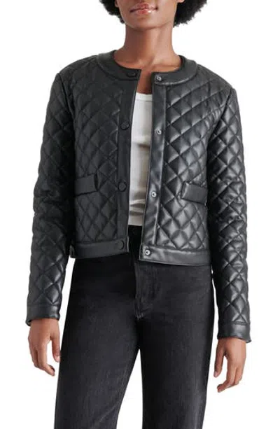 Steve Madden Martine Quilted Faux Leather Jacket In Black