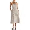 Steve Madden Mary Beth Ticking Stripe Linen & Cotton Halter Midi Dress