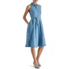 Steve Madden Mary Sleeveless Denim Shirtdress In Blue