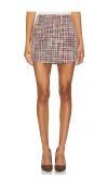 Steve Madden Mattea Tweed Miniskirt In Black & Red Multi