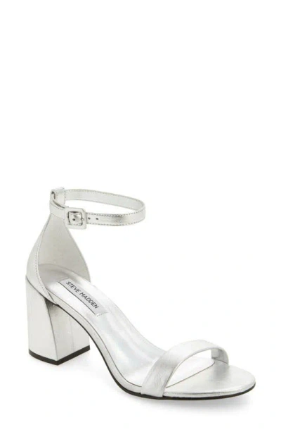Steve Madden Matty Ankle Strap Sandal In Silver Leather